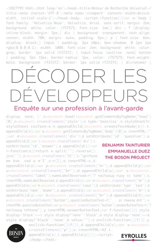 Décoder les développeurs - Benjamin Tainturier, Emmanuelle Duez - Editions Eyrolles